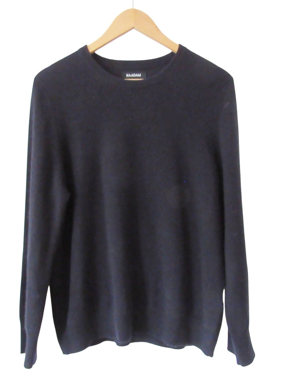 Naadam Cashmere Sweater Large Black Deep Navy Knit Soft Crewneck Classic